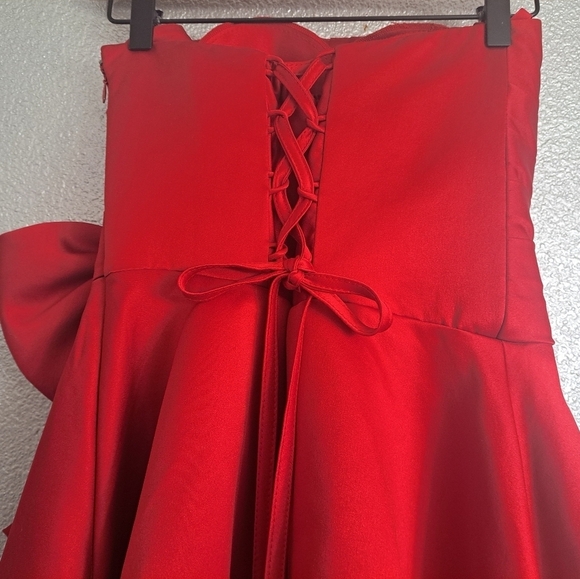 Landy Bridal Wine Strapless Satin Dress Sorority Winter Formal Size Small - Picture 10 of 16